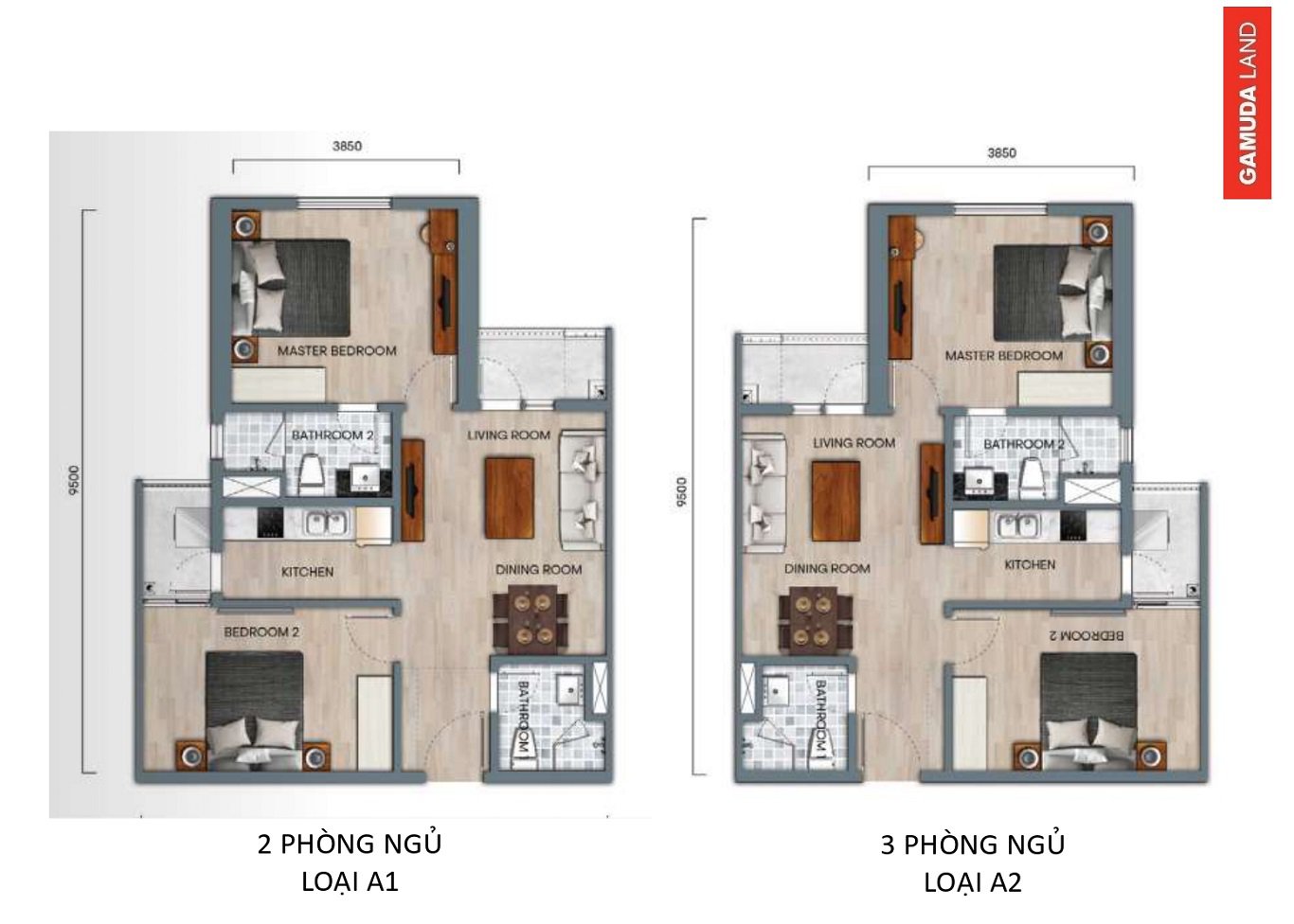 thiết kế chung cư central residence 2 phòng ngủ