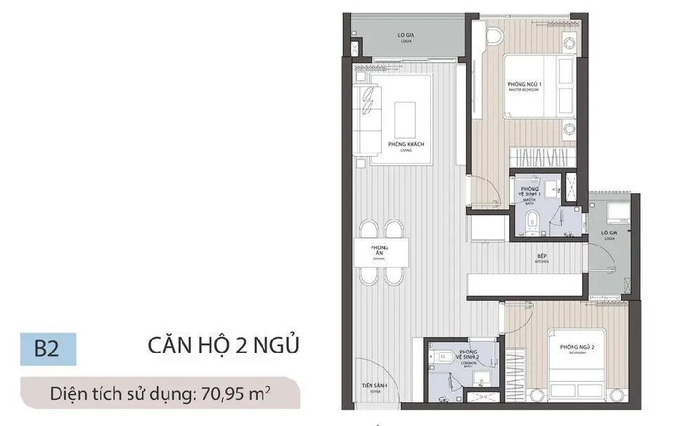 Mặt bằng căn 2pn Ambience Hải Phòng